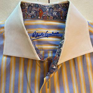 Robert Graham Men's Shirt with Flip Sleeves Size 42     16 1/2 neck